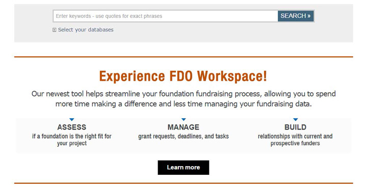 Foundation Directory Online: Workspace
