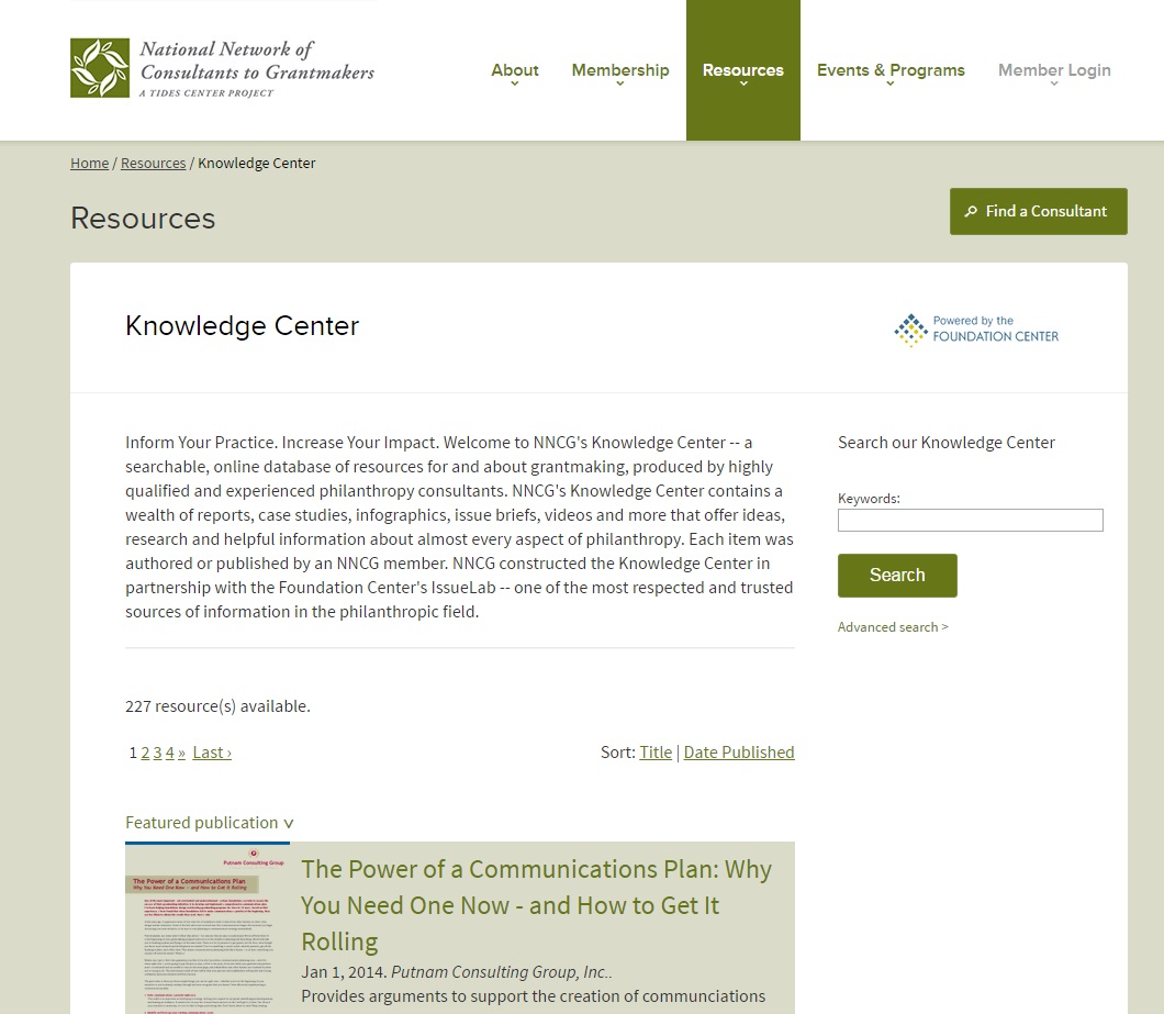 National Network of Consultants to Grantmakers Knowledge Center