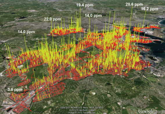 Using sophisticated instruments, researchers at Boston University detected thousands of methane leaks in the City of Boston. ©Nathan Phillips